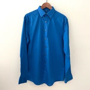 GB GEOFFREY BEENE Blue Slim Fit Wrinkle Free Comfort Stretch Shirt Men's size 16